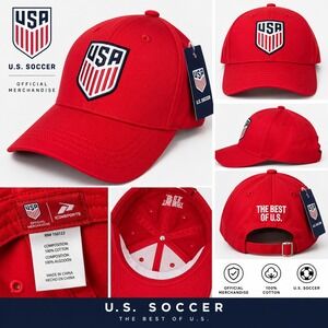 US Soccer USA National Team Red Baseball Cap Hat Icon Sports Adjustable NWT